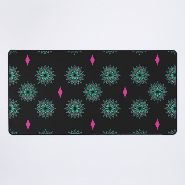 Item preview, Flower patterns aquamarine on black designed and sold by Chaoticzarts.