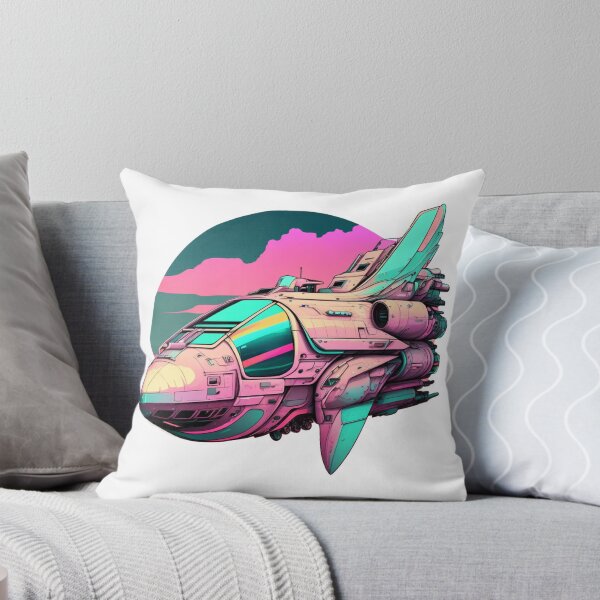Item preview, Futuristic Spacecraft Vaporwave Aesthetic Cyberpunk Airship Sticker designed and sold by mintflavor.