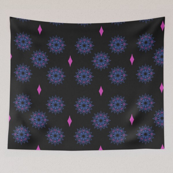 Item preview, Flower patterns blue on black  designed and sold by Chaoticzarts.