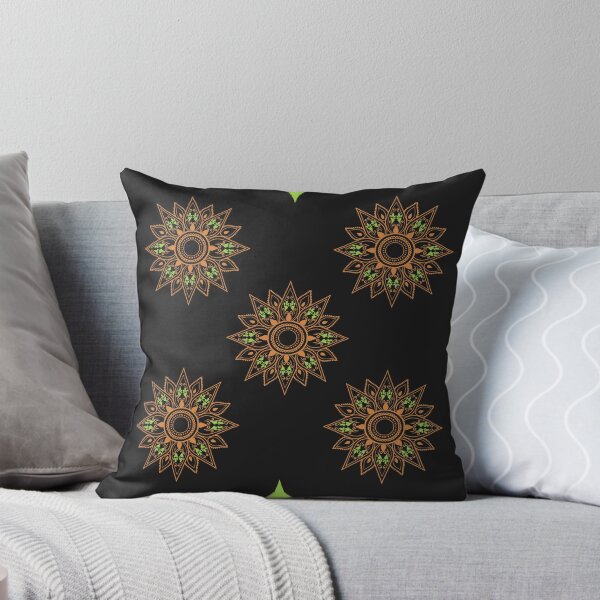 Item preview, Flower patterns orange on black  designed and sold by Chaoticzarts.