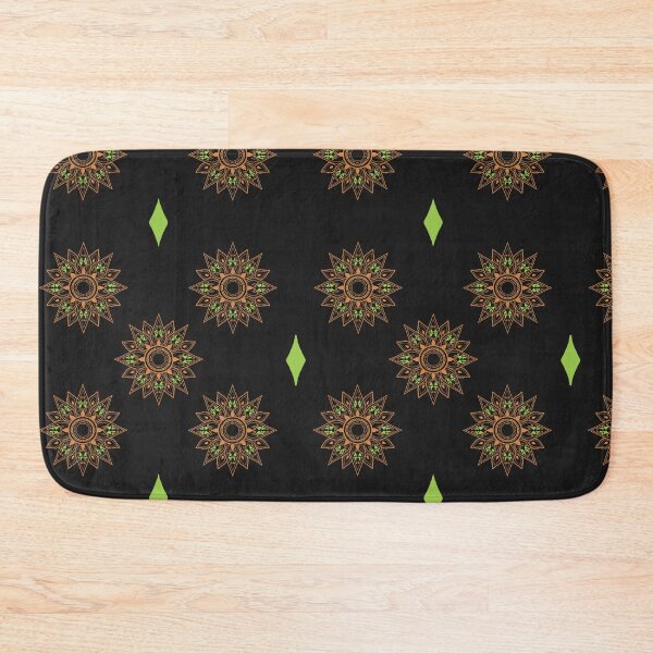 Item preview, Flower patterns orange on black  designed and sold by Chaoticzarts.