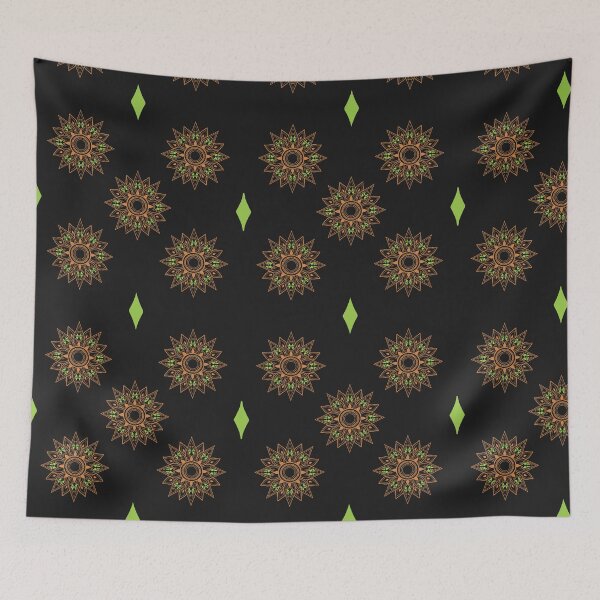 Item preview, Flower patterns orange on black  designed and sold by Chaoticzarts.