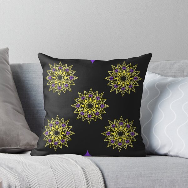 Item preview, Flower patterns yellow on black  designed and sold by Chaoticzarts.