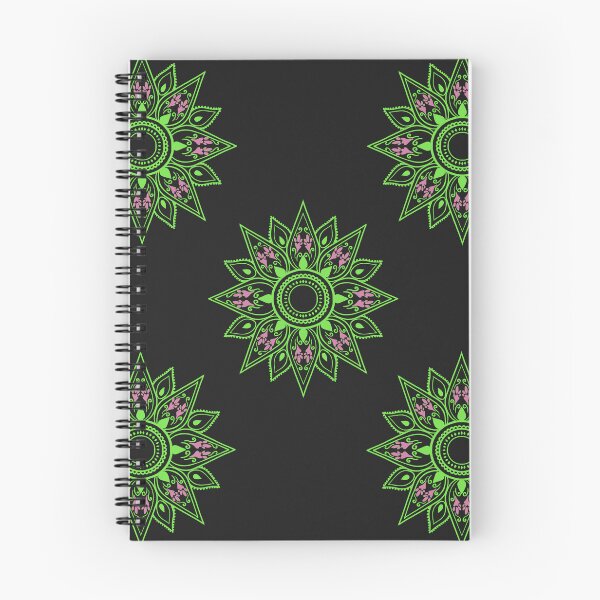 Item preview, Flower patterns green on black  designed and sold by Chaoticzarts.