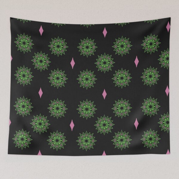 Item preview, Flower patterns green on black  designed and sold by Chaoticzarts.