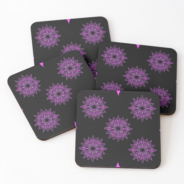 Item preview, Flower patterns purple on black  designed and sold by Chaoticzarts.