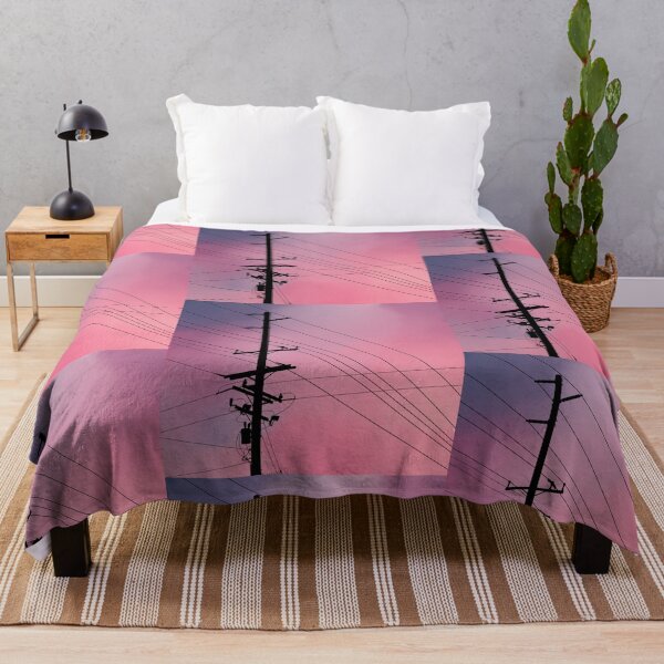 Item preview, Electricity wires pylon pink landscape designed and sold by TinyArtCorner.