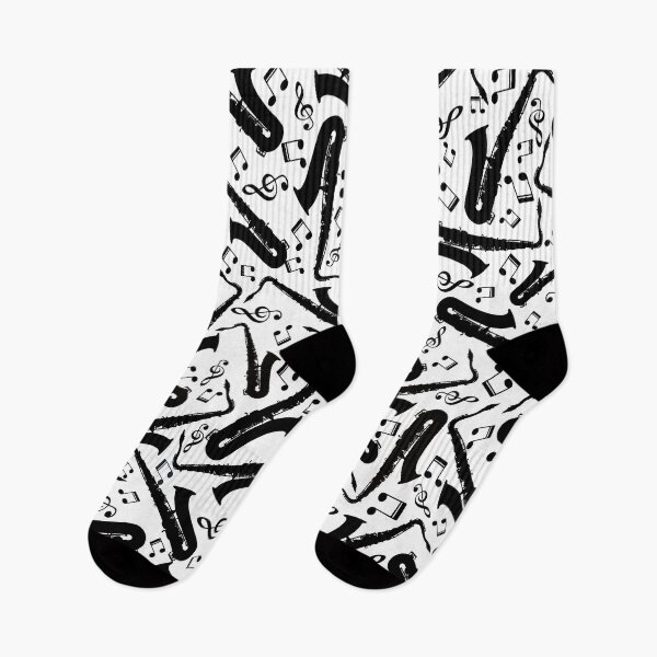 Item preview, Black Saxophone And Music Notes Pattern designed and sold by Primroaddesigns.