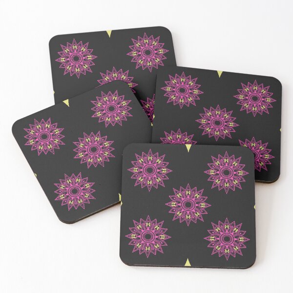 Item preview, Flower patterns magenta on black  designed and sold by Chaoticzarts.