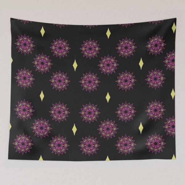Item preview, Flower patterns magenta on black  designed and sold by Chaoticzarts.