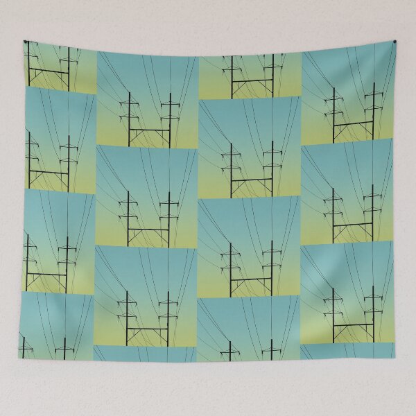 Item preview, Electricity wires pylon green landscape  designed and sold by TinyArtCorner.