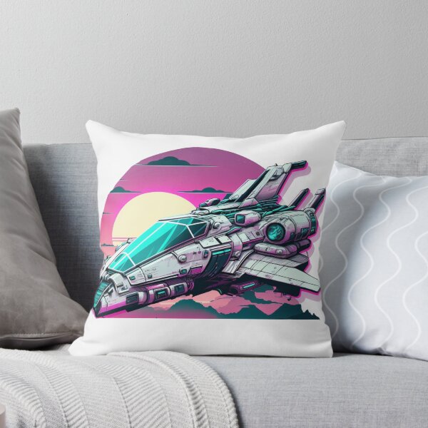 Aperçu de l'œuvre Futuristic Spacecraft Vaporwave Aesthetic Cyberpunk Airship Sticker créée et vendue par mintflavor.