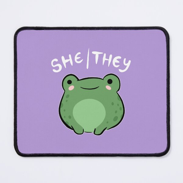 Item preview, She/They Pronoun Frog: Cute Nonbinary Queer Aesthetic Gift for Kawaii Demigirls, Demiboys, and Supporters of Transgender and LGBTQ Pride designed and sold by MinistryOfFrogs.