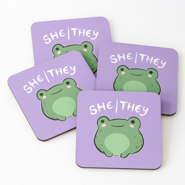 Item preview, She/They Pronoun Frog: Cute Nonbinary Queer Aesthetic Gift for Kawaii Demigirls, Demiboys, and Supporters of Transgender and LGBTQ Pride designed and sold by MinistryOfFrogs.
