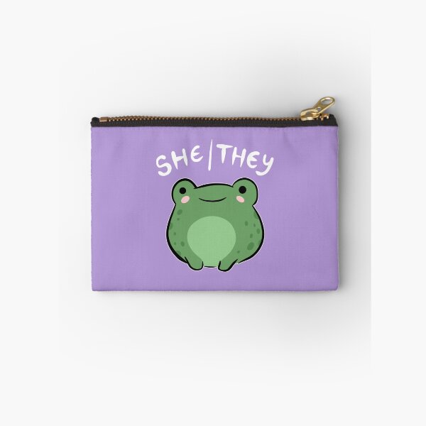 Item preview, She/They Pronoun Frog: Cute Nonbinary Queer Aesthetic Gift for Kawaii Demigirls, Demiboys, and Supporters of Transgender and LGBTQ Pride designed and sold by MinistryOfFrogs.
