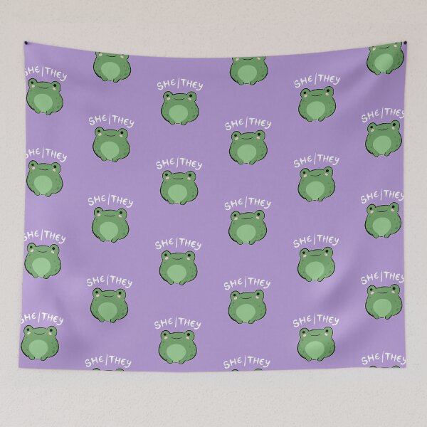 Item preview, She/They Pronoun Frog: Cute Nonbinary Queer Aesthetic Gift for Kawaii Demigirls, Demiboys, and Supporters of Transgender and LGBTQ Pride designed and sold by MinistryOfFrogs.