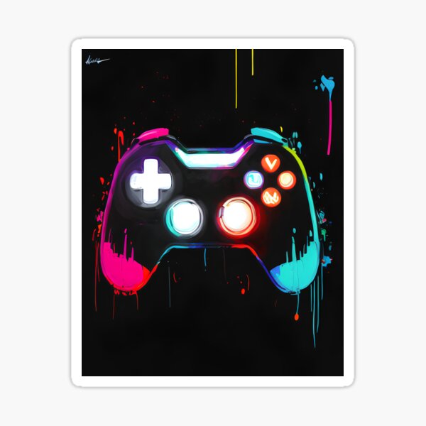 80s Colorful Punk Neon Gamer Controller Cool Gaming Poster for Wall Art  Esports Game Kawaii Room Decor Canvas Painting Cat Cars 