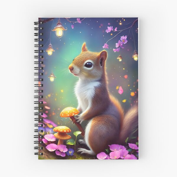 Item preview, Squirrel sitting in the forest surrounded by flowers designed and sold by Whimsy Bu.