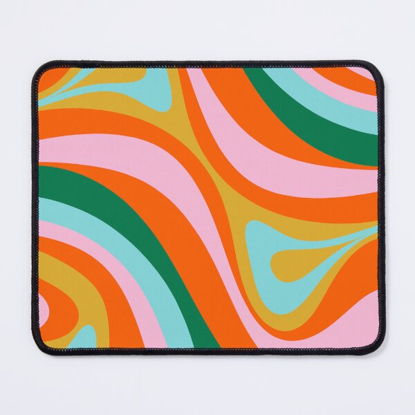 Item preview, Stay Groovy Retro Typography on Psychedelic New Groove Abstract Pattern in Orange Pink Green Aqua Mustard designed and sold by kierkegaard.