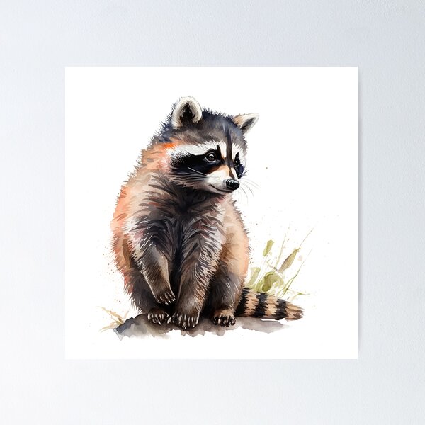 Item preview, Linda pintura de acuarela de mapache designed and sold by Lobory.