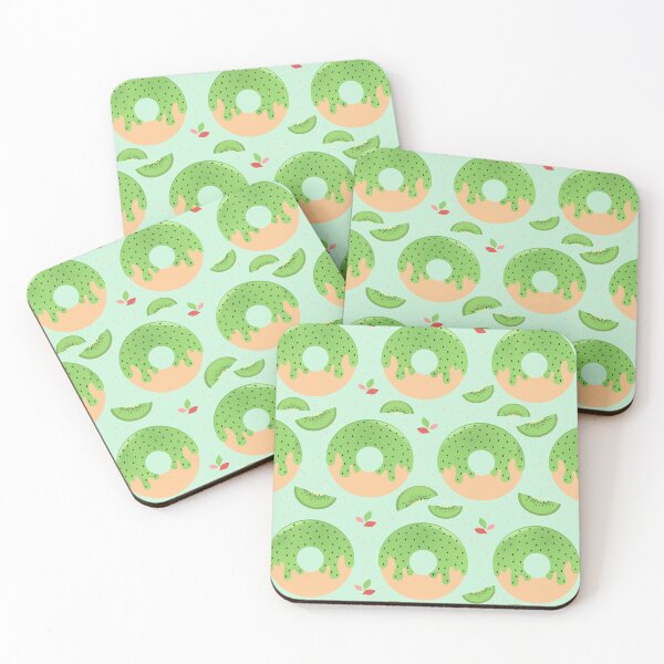 Item preview, Kiwi donut with turquoise background designed and sold by ChallaDesign.