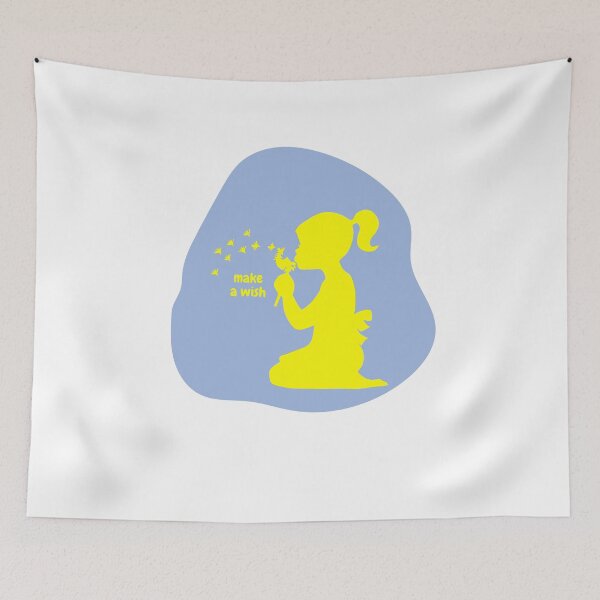 Item preview, Make a wish - girl with dandelion in yellow/blue designed and sold by ArtDesign by KBK.