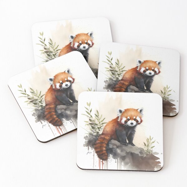 Item preview, Little red panda watercolor colorful art designed and sold by xeniaskazka.