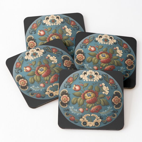 Item preview, Norwegian Blue Telemark Rosemaling ,Rosemaling Blue and Red ,Rosemaling Gold and Burgandy designed and sold by bestsalernow.