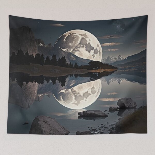 Item preview, Lake Landscape Illuminated by the Moon at Dusk designed and sold by Galviato.