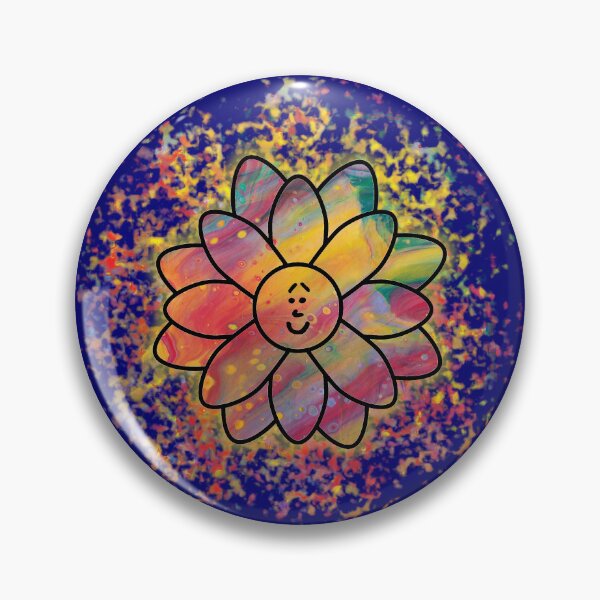 Item preview, Acrylic Pour Smiling Flower With Brush Effect Background designed and sold by Sketchypenface.
