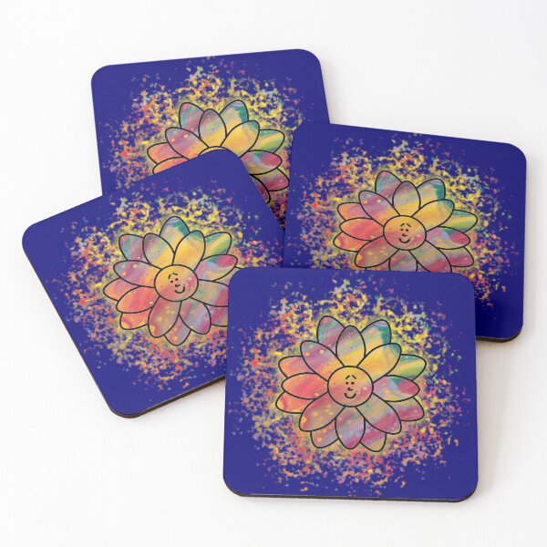 Item preview, Acrylic Pour Smiling Flower With Brush Effect Background designed and sold by Sketchypenface.