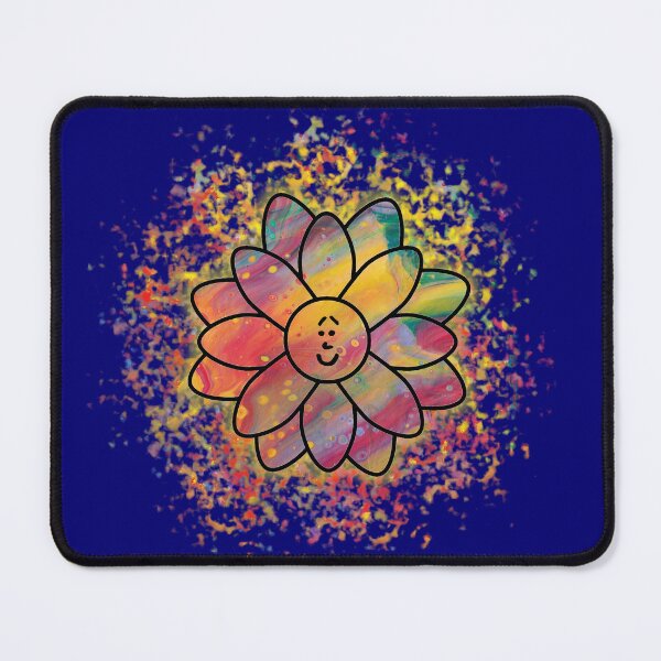 Item preview, Acrylic Pour Smiling Flower With Brush Effect Background designed and sold by Sketchypenface.