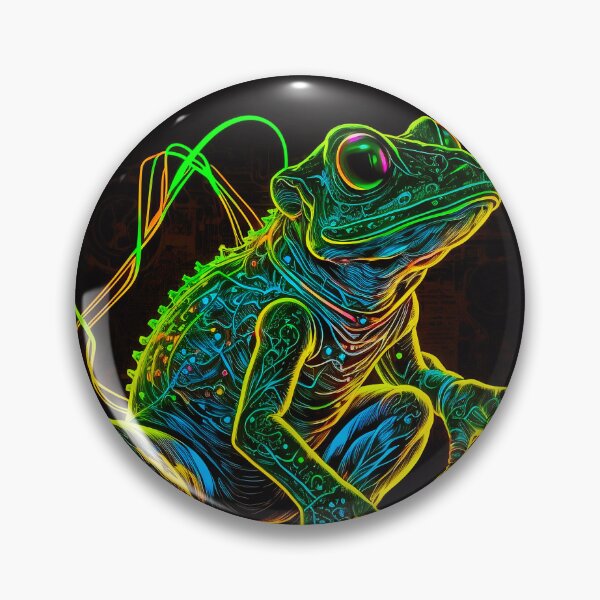 Artikelvorschau, Frog Spinning on Neon Record at Futuristic Party entworfen und verkauft von ZazuStudios.