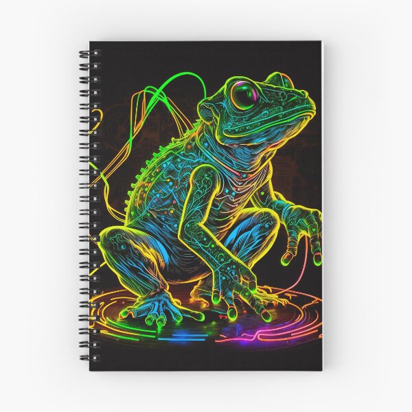Item preview, Frog Spinning on Neon Record at Futuristic Party designed and sold by ZazuStudios.