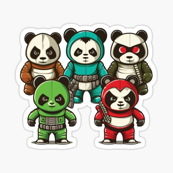 Panda rangers save the world print Sticker