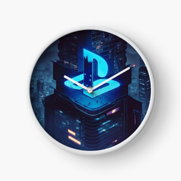 Playstation Logo ps4 future city Clock by NayZeth99