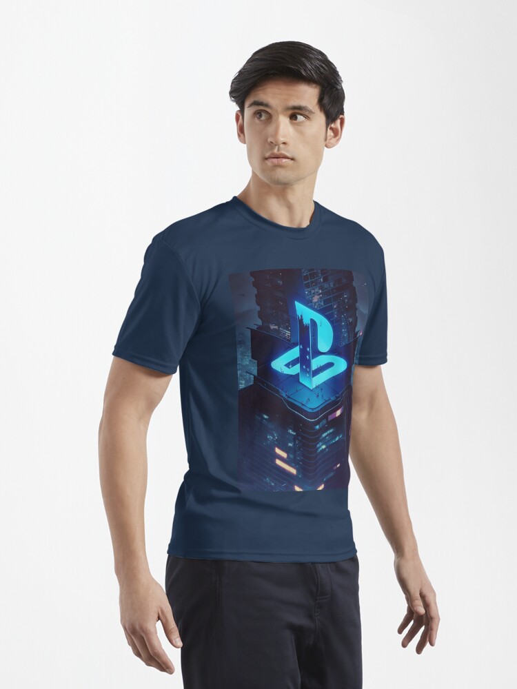 Playstation Logo ps4 future city Active T-Shirt by NayZeth99