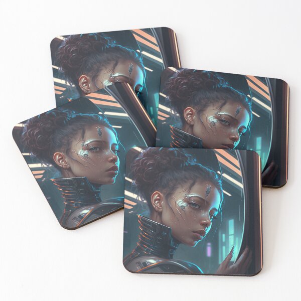 Item preview, Cyberpunk Girl Neon City Futuristic Mix Race designed and sold by ZazuStudios.