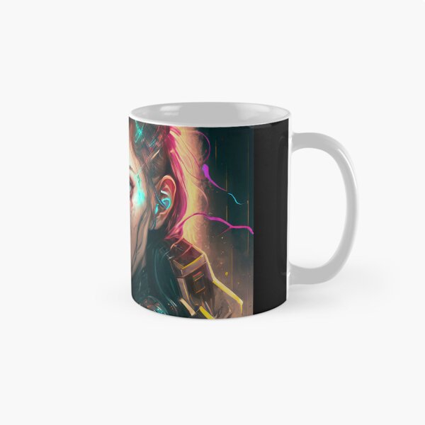 Artikelvorschau, Cyberpunk Beautiful Futuristic Neon Girl Retro Hair entworfen und verkauft von ZazuStudios.