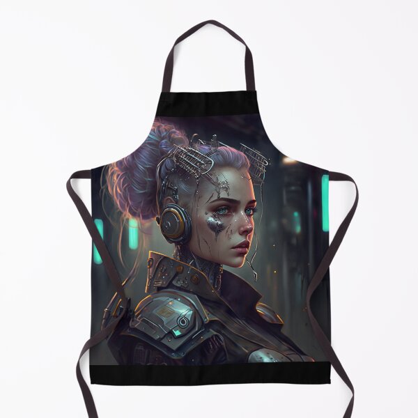 Item preview, Cyberpunk Girl Wearing Headphones with Augmented Metal Parts on Face designed and sold by ZazuStudios.