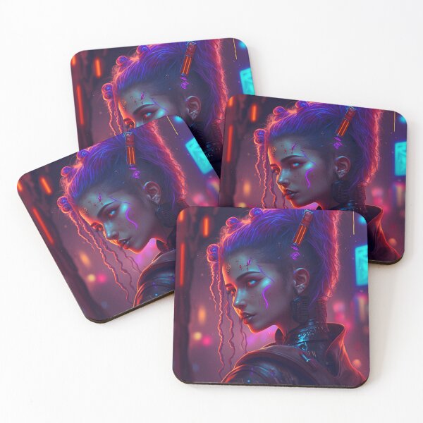 Item preview, Cyberpunk Girl With Neon Hair and Augmented Body Parts designed and sold by ZazuStudios.