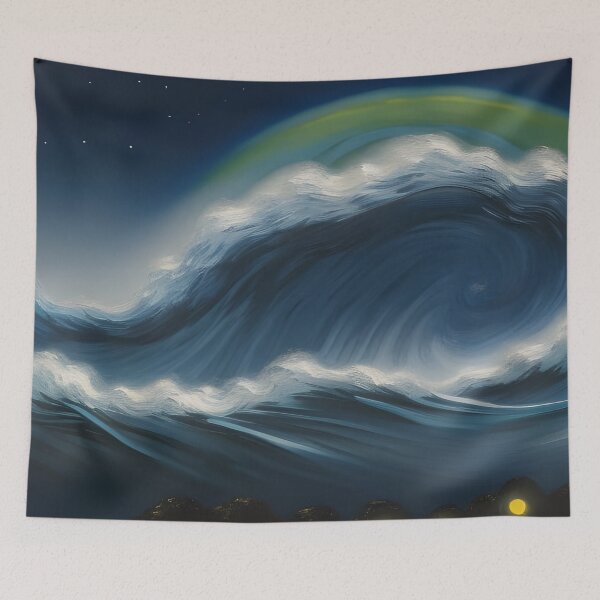 Item preview, Night Waves, ink drawing, Ai Generated Art  designed and sold by ACC .