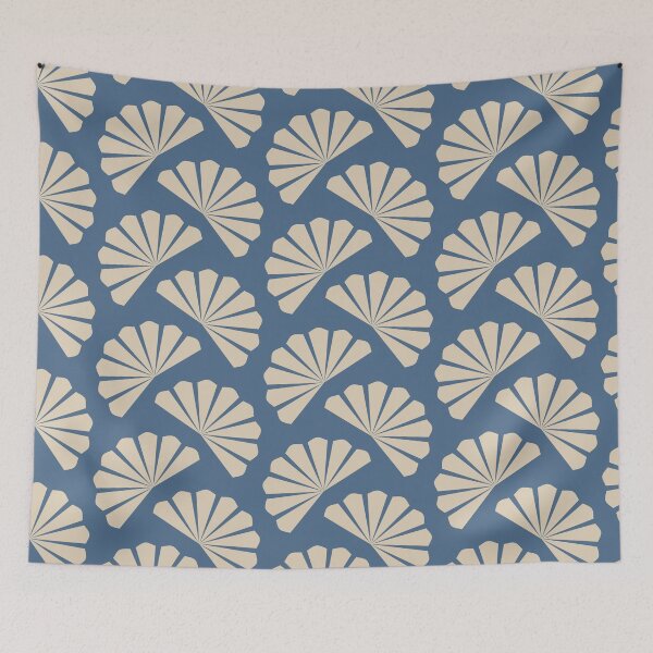 Item preview, Diagonal stylized fans in the color combination smoky blue beige designed and sold by Vektoria.
