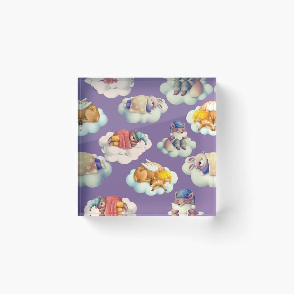 Item preview, Sleeping Animals on Clouds Seamless Surface Pattern designed and sold by PBJArt.