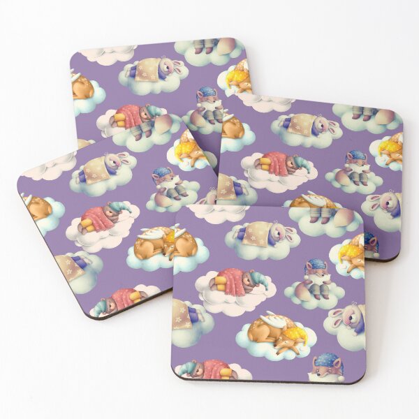 Item preview, Sleeping Animals on Clouds Seamless Surface Pattern designed and sold by PBJArt.