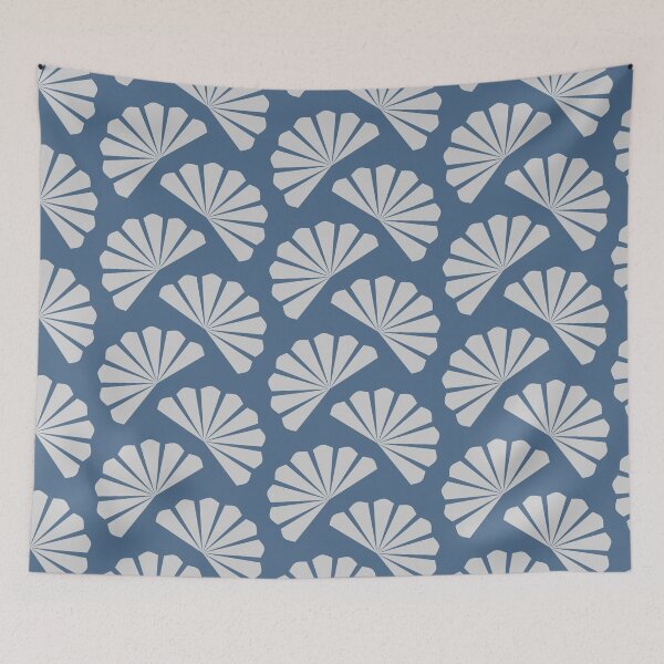 Item preview, Diagonal stylized fans in the color combination smoky blue silver designed and sold by Vektoria.
