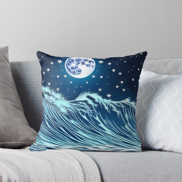 Item preview, Bioluminescent Midnight Wave, ink drawing, Ai Generated Art  designed and sold by ACC .