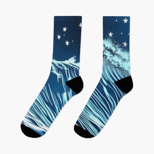 Item preview, Bioluminescent Midnight Wave, ink drawing, Ai Generated Art  designed and sold by ACC .