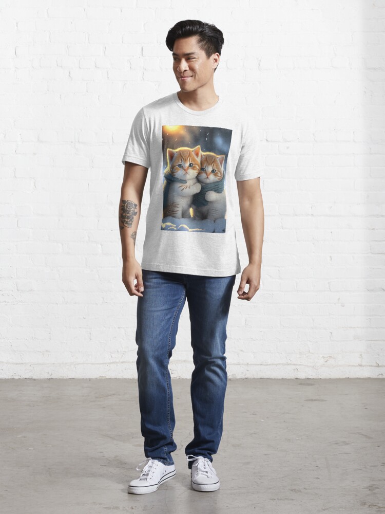 Essential T Shirt for Sale mit Kittens together playing in the snow are very lovely photos 3k 10 von jetaiart Redbubble