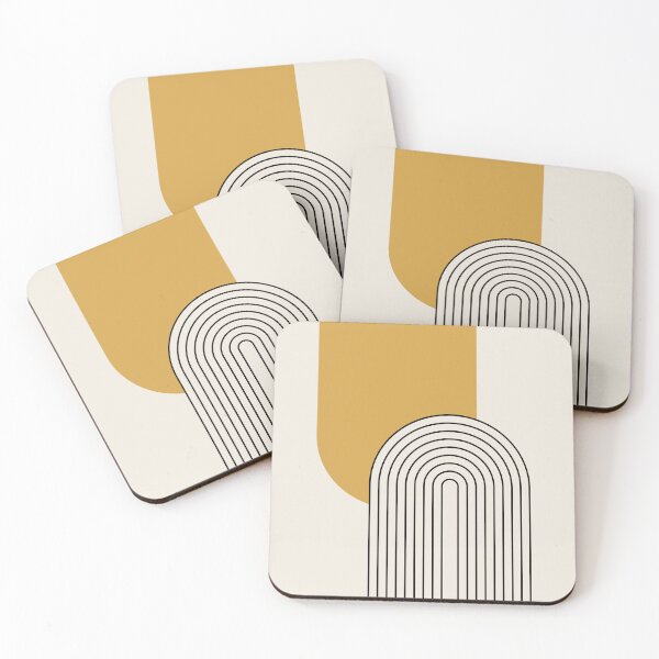 Item preview, Mid Century style line art with mustard color arch designed and sold by BattaAnastasia.